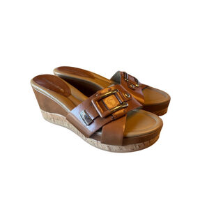 DONALD J PLINER | Brown Leather Wedge Sandals Size 8.5
